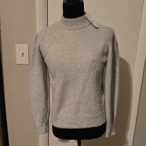 White House Black Market Silver Turtleneck Sweater